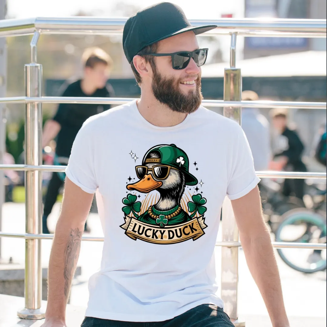 Bearded man wearing Nielseun white t-shirt