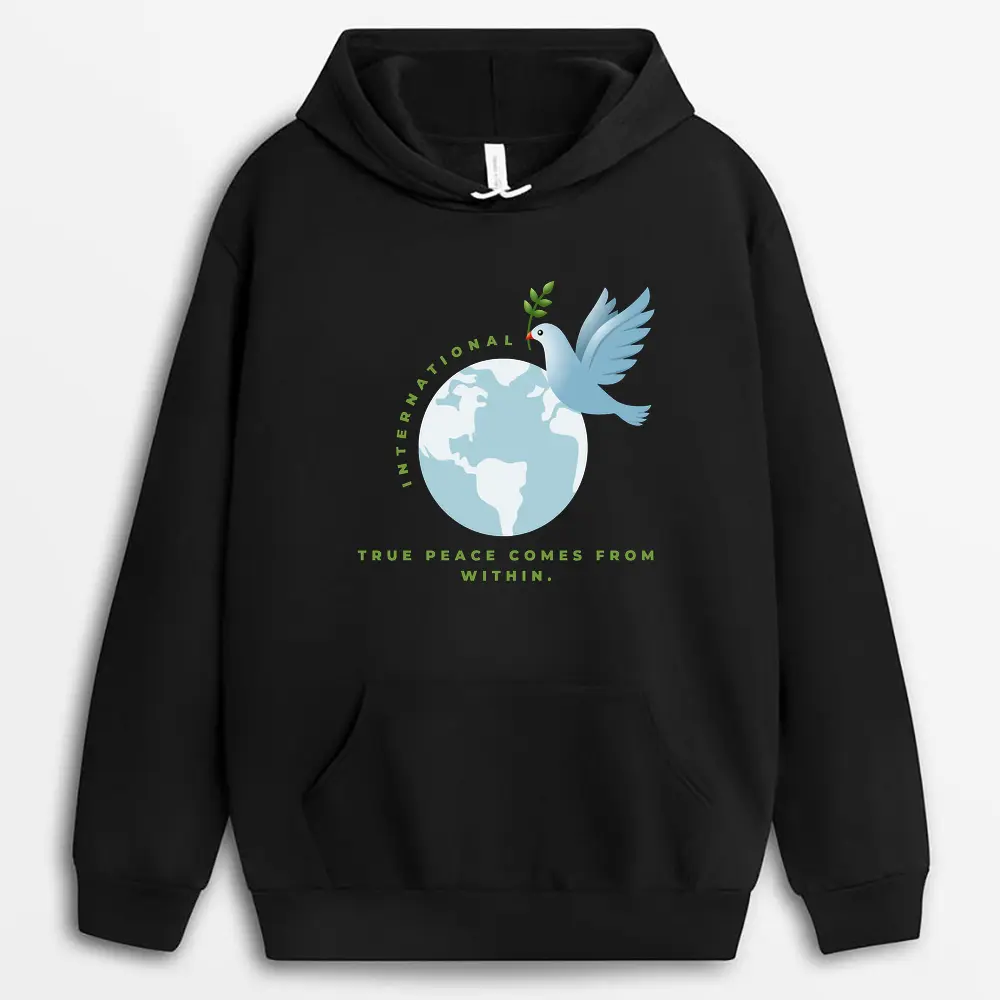 True Peace Comes From Within Custom Printed Hoodie - Black