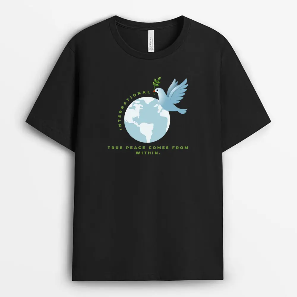 True Peace Comes From Within Custom Print T-Shirt - Black